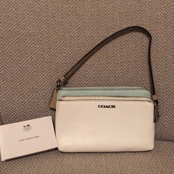 Blue and white coach wristlet - Picture 1 of 3